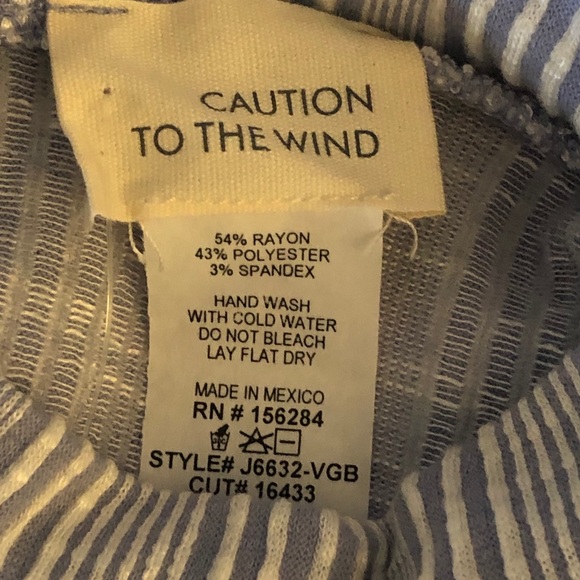 Ladie's Caution to the Wind Sundress in blue and white stripe - Picture 3 of 5